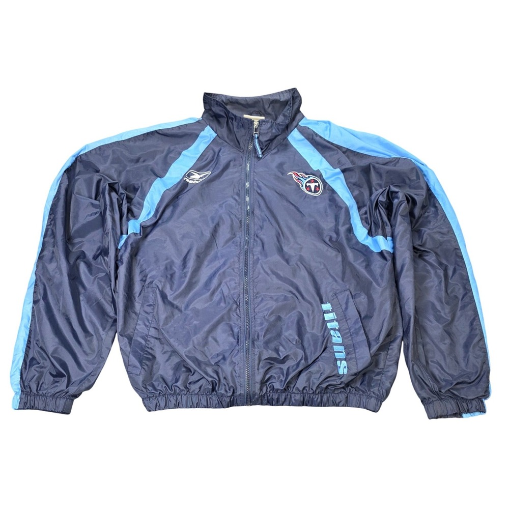 Reebok Tennessee Titans NFL Windbreaker Jacket Mens Size M Blue Long‎ Sleeve Y2K